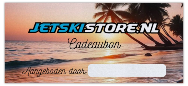 Cadeaubon JETSKI STORE. Het perfecte cadeau om te geven maar zeker zo leuk om te krijgen! Vrij te besteden op onze webshop en 2 jaar geldig.